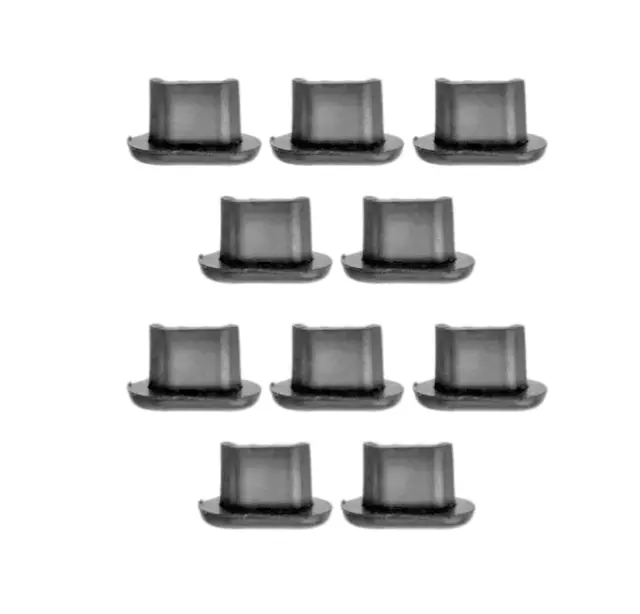 10x MICRO-USB ANTI-DUST-LINT-WATER STOPPER SILICONE PLUG BLACK RUBBER UNIVERSAL