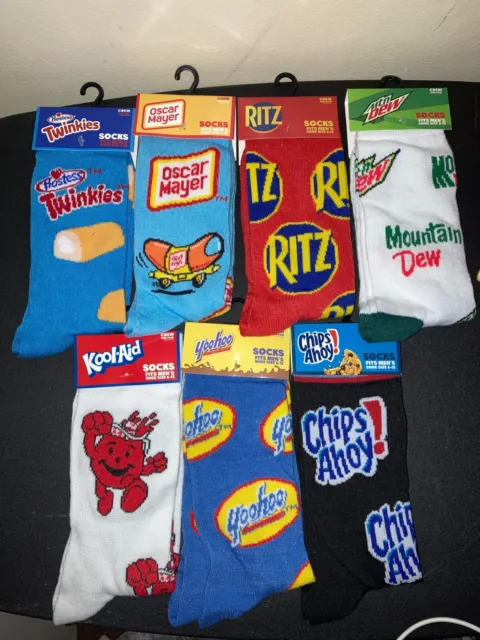Odd Sox Crazy Socks Mens Crew Socks Size 6-12 Snacks & Junk Food Lot of 7 NWT