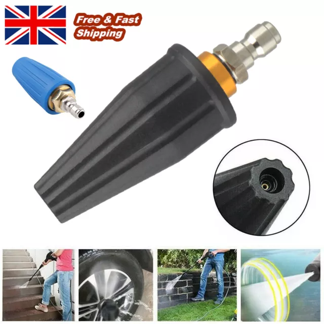 High Pressure Washer Jet Wash 1/4" Quick Release Rotating Turbo Nozzle Spray Tip