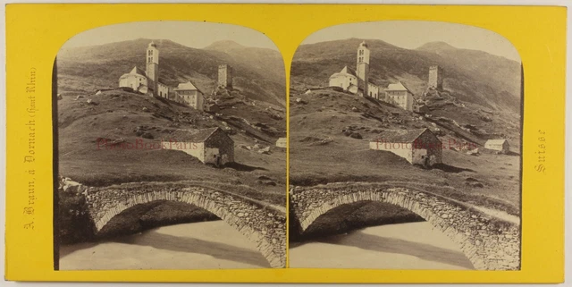 Schweiz Hospenthal c1865 Foto Adolphe Braun Stereo Vintage Albumin P70L4n