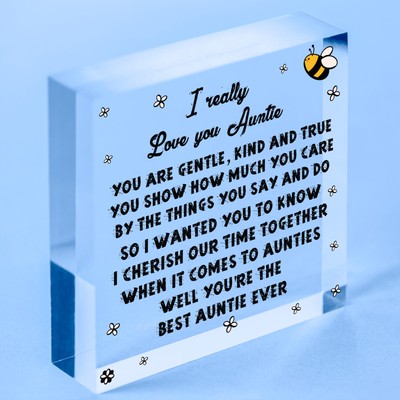 ABN Migliore Auntie Ever Acrilico Placca Cuore Compleanno Natale Regalo Thank You 