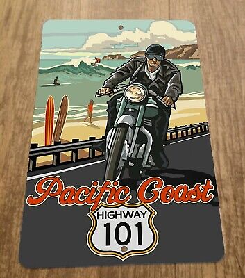 Pacific Coast Highway 101 Vintage Artwork Ad 8x12 Metal Wall Sign