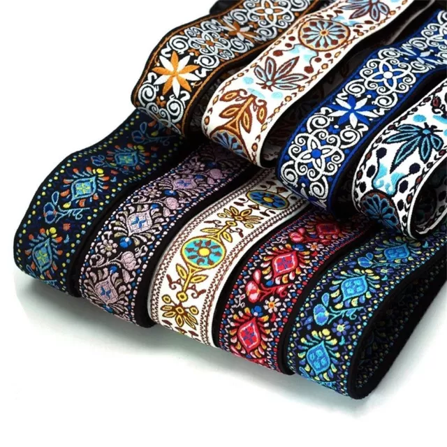 Braid Embroidered Woven Guitar Strap Leather End for Bass/Acoustic/Electric