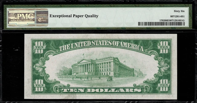1934A $10 Silver Certificate FR-1702 - Graded PMG 66 EPQ Gem Uncirculated 2
