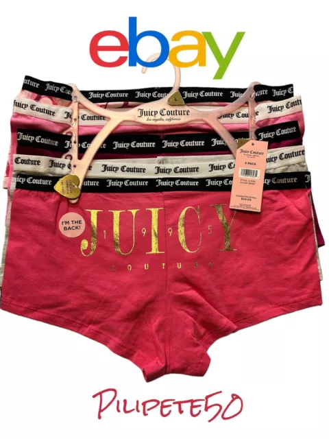 JUICY COUTURE Womens Boyshort Underwear Panties Cotton 5-Pc JC7530