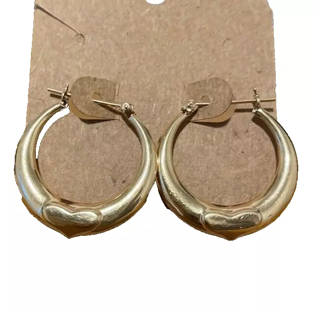 Women's 14k Yellow Gold Hoop Earrings with Heart