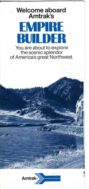 JA-055 Amtrak Empire Builder Vintage Railroad Brochure six Folds 1976 Version