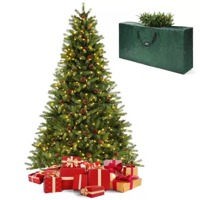 7 FT Pre-Lit New PE & PVC Christmas Tree 3-Minute Quick Shape with Storage Bag