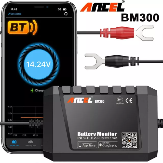 ANCEL KFZ 12V Bluetooth Batterie Monitor Batterietester Auto Charging Tester