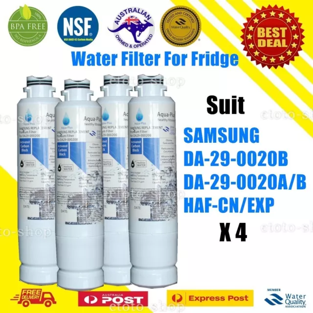 4 x Samsung DA29-00020B Fridge Replacement Water Filter SRF679SWLS SRF680CDLS