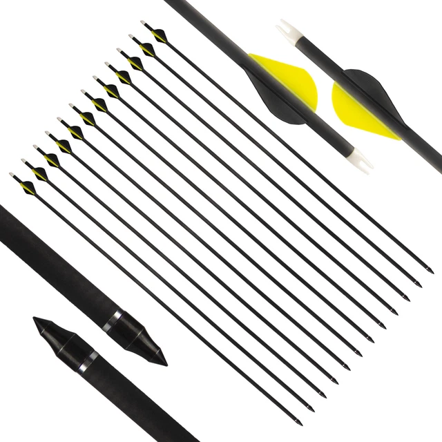 12pc 31" 100% Carbon Arrow Nocks Spine 300 - 400 Compound Recurve Bow Specialize
