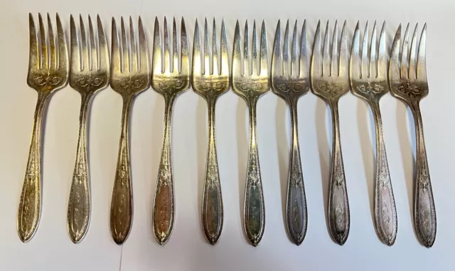 Antique Forks Wm Rogers & Son AA Pat Apr 14 25 set of 10 silver plated forks