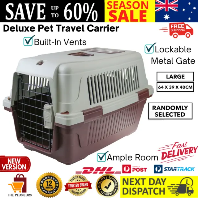 Large Pet Dog Carrier Portable Travel Cage Gate Safe Kennel Crate Lockable Cat