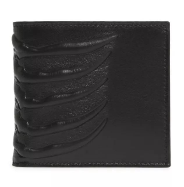 ALEXANDER McQUEEN-RibCage Lambskin Embossed Wallet-Black