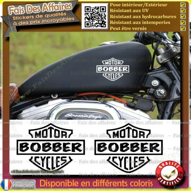 2 STICKERS AUTOCOLLANT bobber motorcycle custom chopper moto réservoir decal hd EUR 12,95