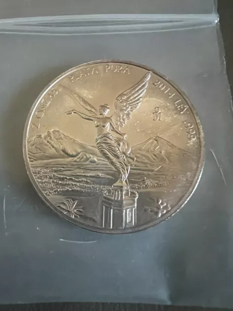 Plata Libertad Mexicana 2014 2 oz fecha clave acuñación solo 9.000 - tonificación