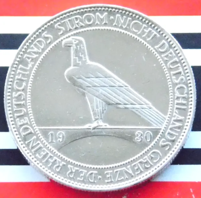 GERMAN Coin 5 MARK Reichsmark 1930 G RHINELAND Liberation Silver WEIMAR + RARE +