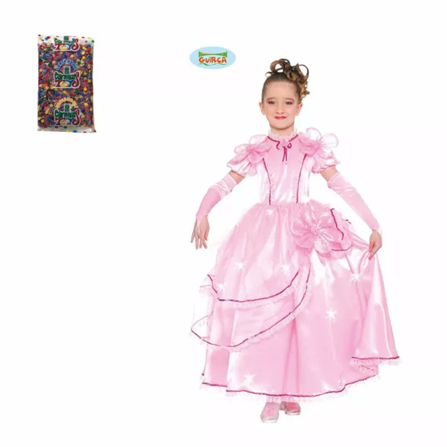 Guirca Costume da Principessa Fiore Rosa Vestito Abito Carnevale Bambina