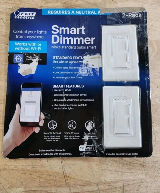 (2PACK) FEIT ELECTRIC WiFi Smart Dimmer 3Way Switch Alexa Google
