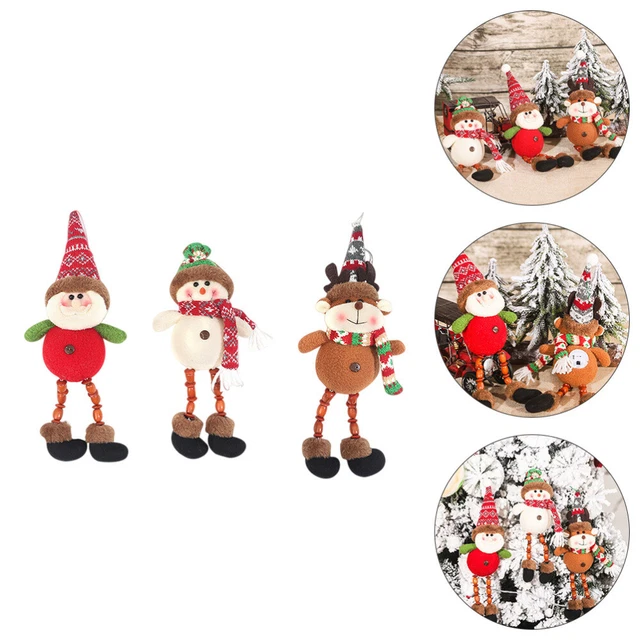 3 Pcs Christmas Decorations Plush Christmas Tree Pendant Mini Cartoon Elder