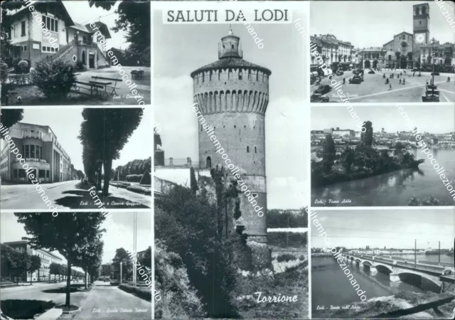 cd436 cartolina saluti da lodi 7 vedutine  lombardia