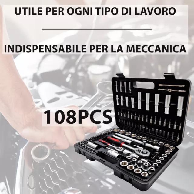 Kit Chiavi a bussola Cricchetto Set Valigetta 108 Pezzi Attrezzi da Lavoro torx 3