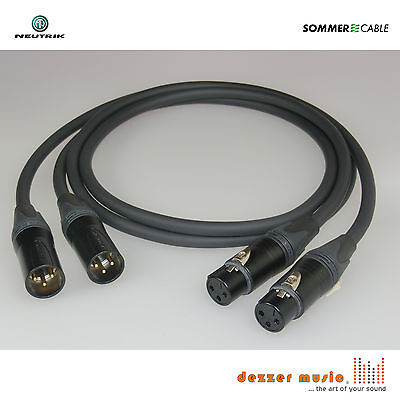 Neutrik 2x 0,5m sym XLR Kabel ALBEDO SCHWARZ Gold 3pol Sommer Cable High End...PREMIUM 