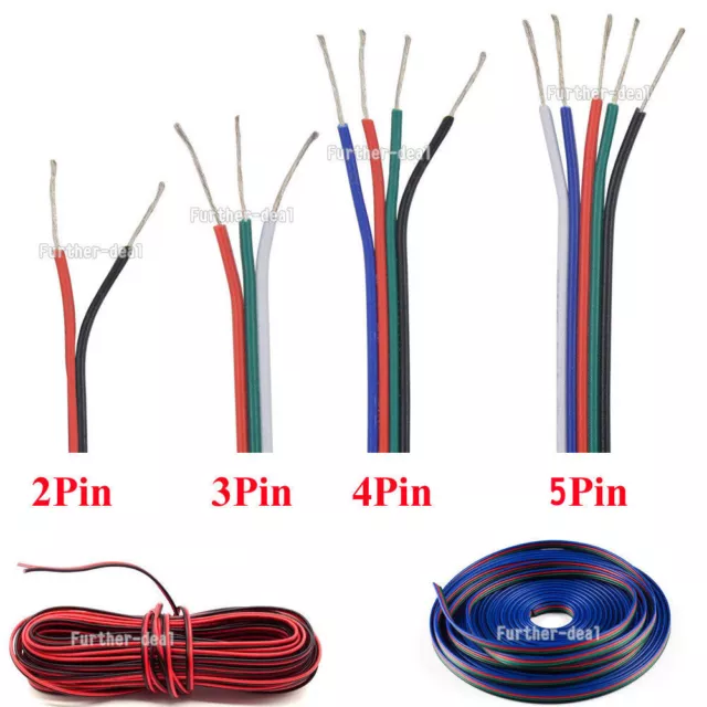3 4 5 adrig LED RGB Strip Kabel Cable 10/20m Anschlusskabel Verbindung  Litze EUR 6,60 - PicClick DE