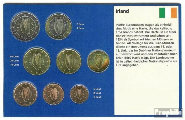Irland 2002 Stgl./unzirkuliert Kursmünzensatz 2002 EURO-Erstausgabe