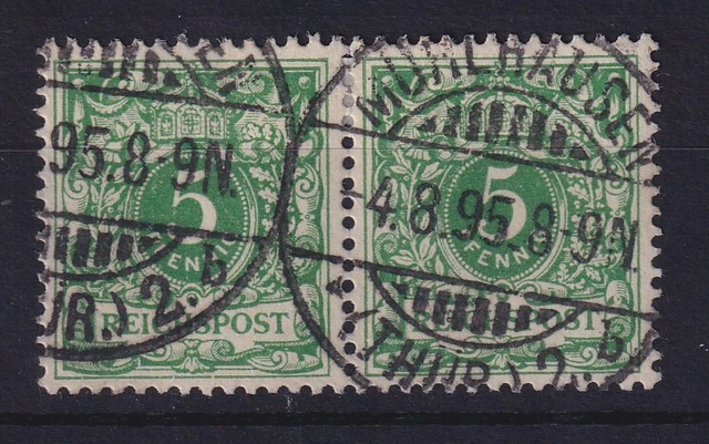 Dt. Reich 5 Pf Krone/Adler Mi.-Nr. 46 c, waag. Paar, gestempelt, geprüft BPP