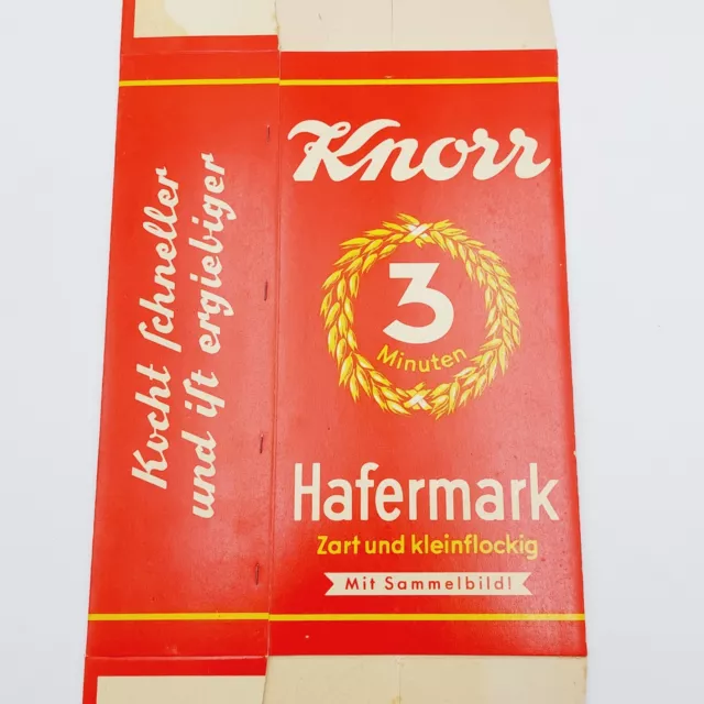 KNORR Haferflocken - Hafermark alte Schaupackung Faltschachtel Reklame  um 1950