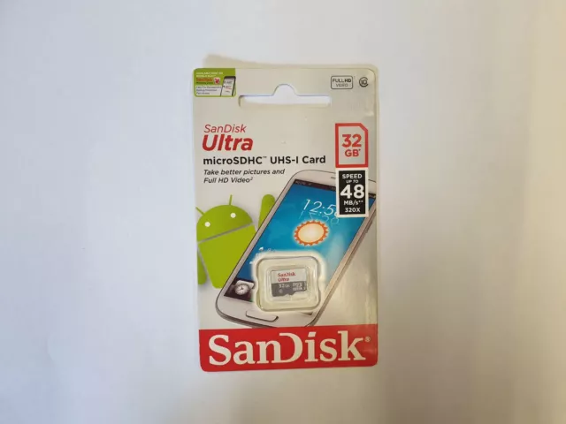 NEW Genuine 32GB SanDisk Ultra MicroSDHC UHS-I Card Class 10 48MB/s Full HD