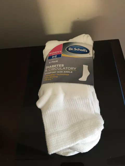 New Women's Size 8-12 Dr. Scholl's Diabetes & Circulatory Ankle Socks 6 Pack