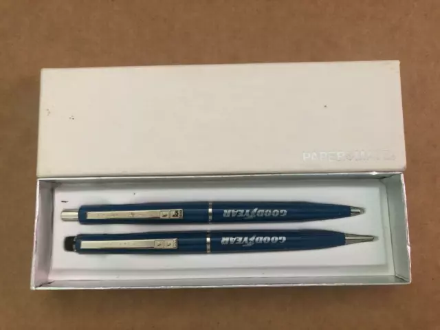 Vintage 1979 GOODYEAR TIRE & RUBBER Papermate Mechanical Pencil & Pen Set w/ Box