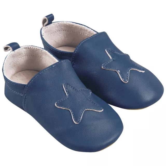 JoJo Maman Bébé Krabbelschuhe Stern | Baby Schuhe | Lederpuschen 0-6 Monate