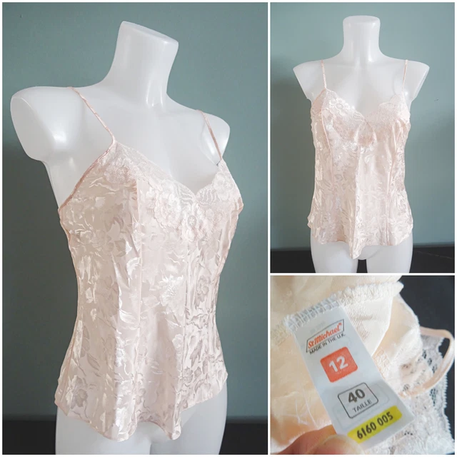Camicia vintage anni '80 St Michael Peach pizzo raso donna anni '80 taglia 12 34" busto