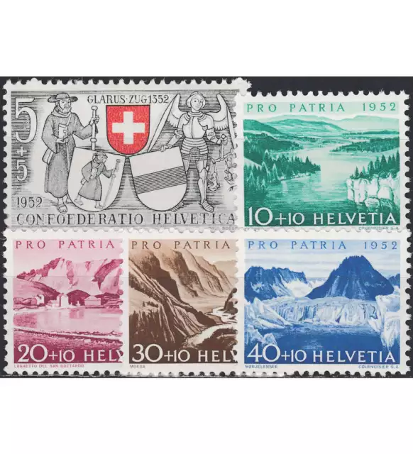 Schweiz Nr. 570-574 postfrisch ** MNH / gestempelt Pro Patria 1952