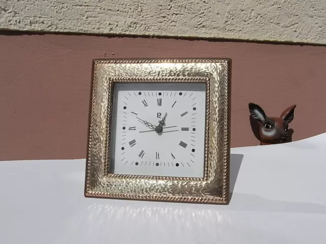 Schreibtischuhr mit Wecker Alarm 925 Silber Rahmen Firenze Quartz Werk Reiseuhr