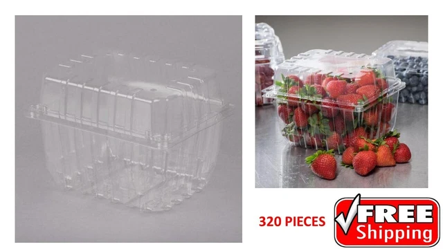 Produce Packaging 1 Qt. Clear Vented Clamshell Produce Berry Container 320 PCS