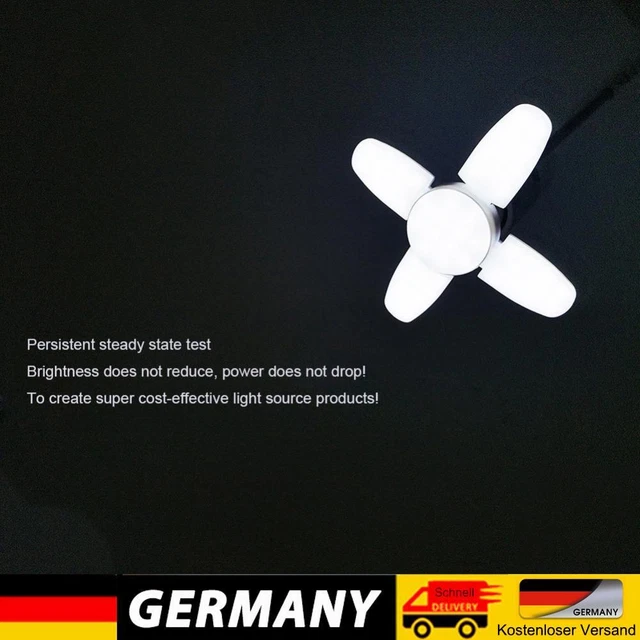 Plafoniera LED Da Garage CREATESTAR – 80W (8000 Lumen), Dimmerabile 80/60/45W, 5 Pannelli Regolabili, E27, 6500K