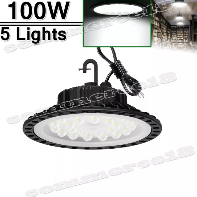 5Pack 100W UFO Led High Bay Light Commercial Industrial Warehouse Shop Lighting