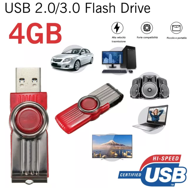 Memoria USB Pendrive Pen Drive 4GB USB 2.0 USB 3.0 Color Rojo Rescate De