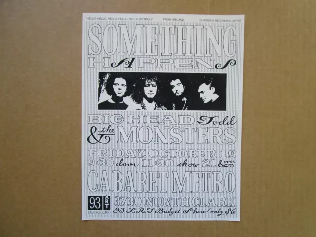 SOMETHING HAPPENS / BIG HEAD TODD @ METRO 10/90 Chicago Gig Flyers Handbills