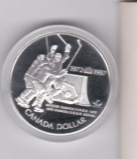 1997 Canada Proof Silver Dollar - 25th anniversary of the Canada Russia Hockey