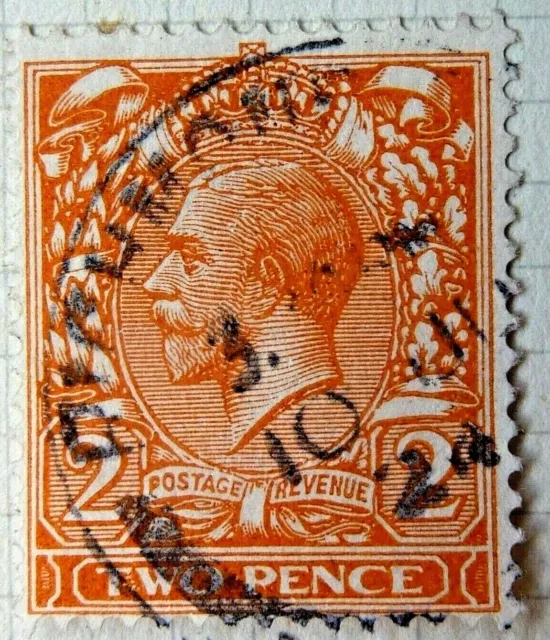 03 C ] - KING GEORGE V - 1921 - 2d ORANGE - SIMPLE CYPHER W/M - DIE 11 - FINE /U