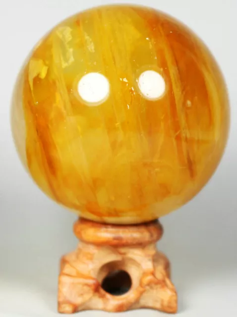 NATURAL Yellow PHANTOM MULTI INCLUSIONS Rainbow CRYSTAL polishing sphere Ball 3