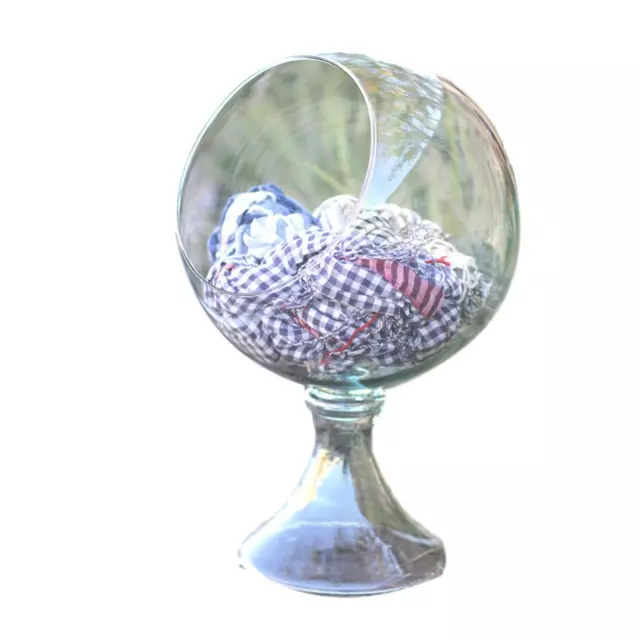 Round General Store Tilted Glass Display Globe Pedestal Candy Storage Bowl