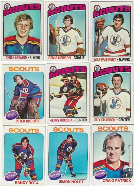 Lot (25) 1974 - 76 Topps Kansas City Scouts EX/EXMT Condition HTF