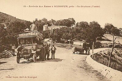 Africa postcard tunisia arrival cars has babouch pres Ain Draham