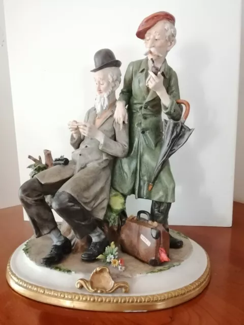Capodimonte Benacchio Triade sculpture en porcelaine peinte Les vieux fumeurs